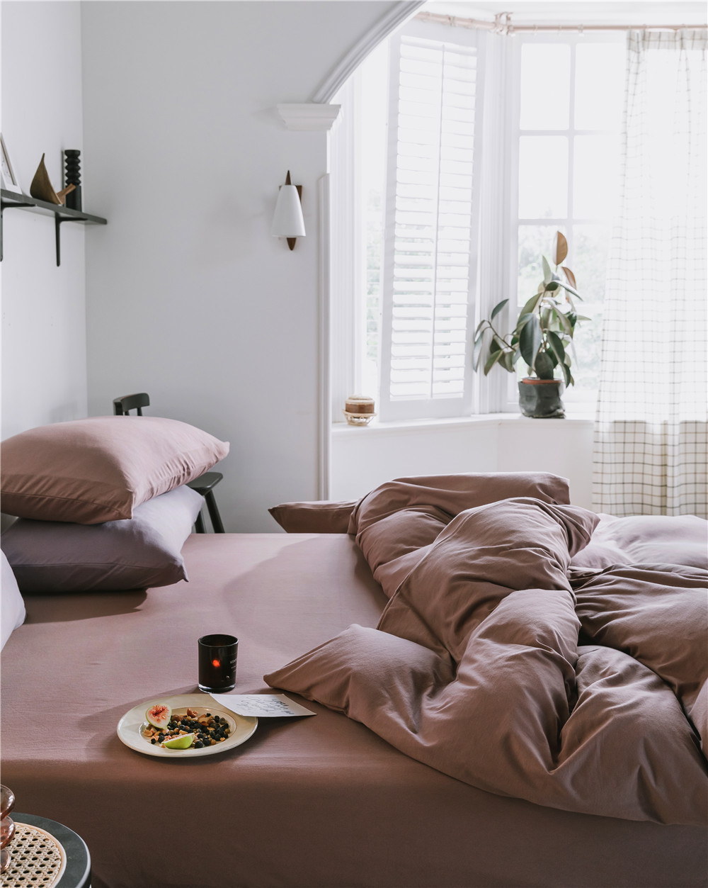 ins Japanese-style solid color all-cotton knitted cotton four-piece set, skin-friendly nude sleeping plain double-layer Indian cotton bed sheet pic 56