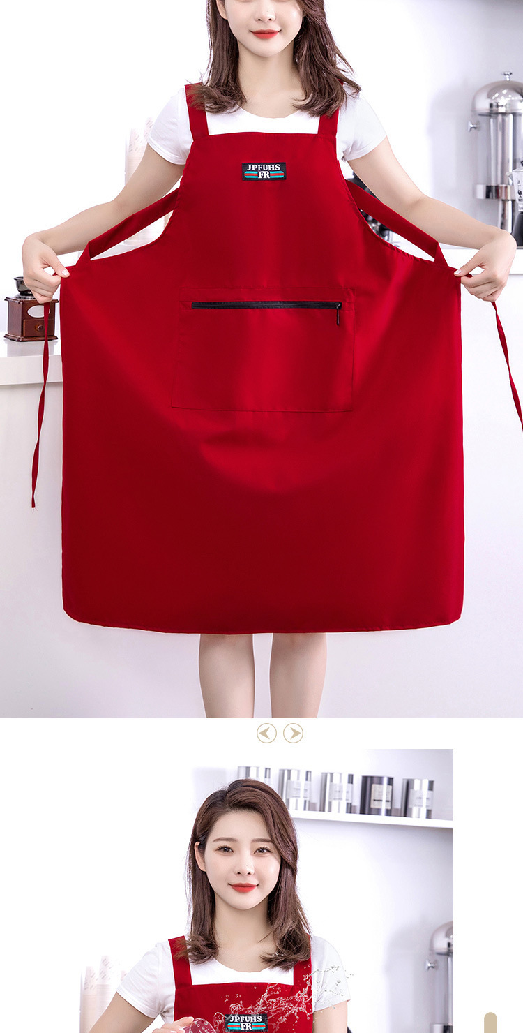 【 Chi Jia 】 Extended waterproof apron solid color simple kitchen home Zipper pocket dirt-resistant work clothes pic 12