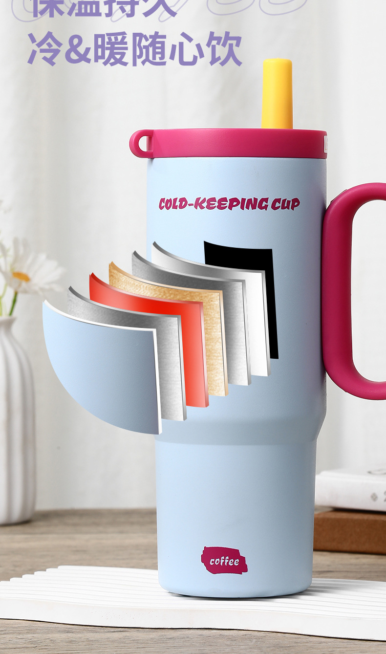 高颜值冰霸杯316不锈钢水杯吸管保温杯保温保冷车载冰霸保温杯子详情6
