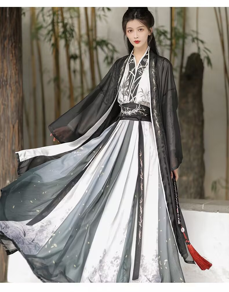 Original Song Dynasty style 褙子 Waist-length cross-collar Chinese-style ink-wash hanfu for both men and women, super cool, versatile for daily use, ancient-style set pic 15