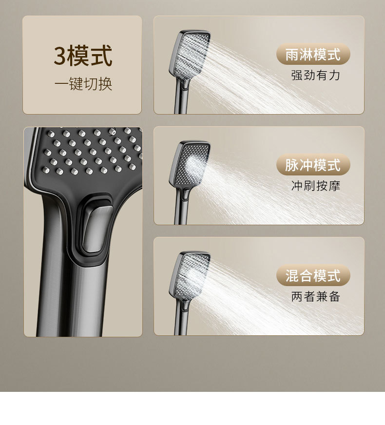 IOIO枪灰卫浴花洒全套全铜冷热白色家用卫生间淋浴套装恒温花洒详情18