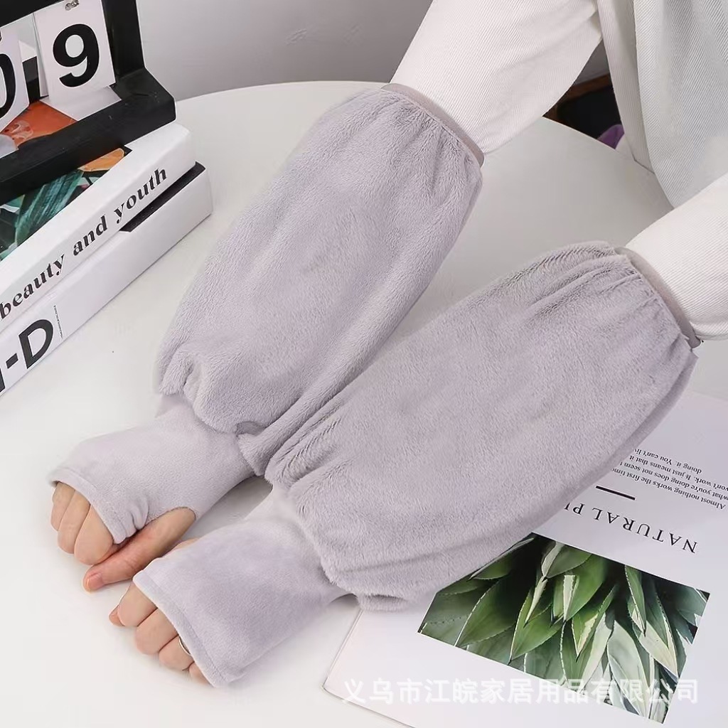 新款冬季儿童二合一套袖可爱暖手袖套小孩成人防脏学生写字袖筒长详情8