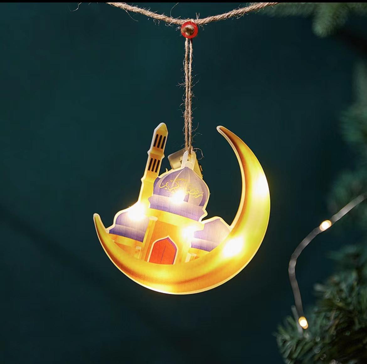 Cross-border foreign trade LED painted leather line star and moon curtain light interior decoration 10 hanging moon five-pointed star castle color pic 12