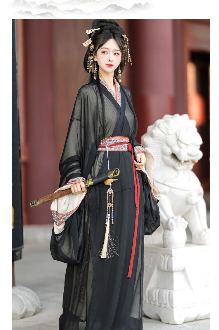 国潮梦域战国袍马山楚墓复原款日常直裾袍汉服女拖尾大放量直裾详情20