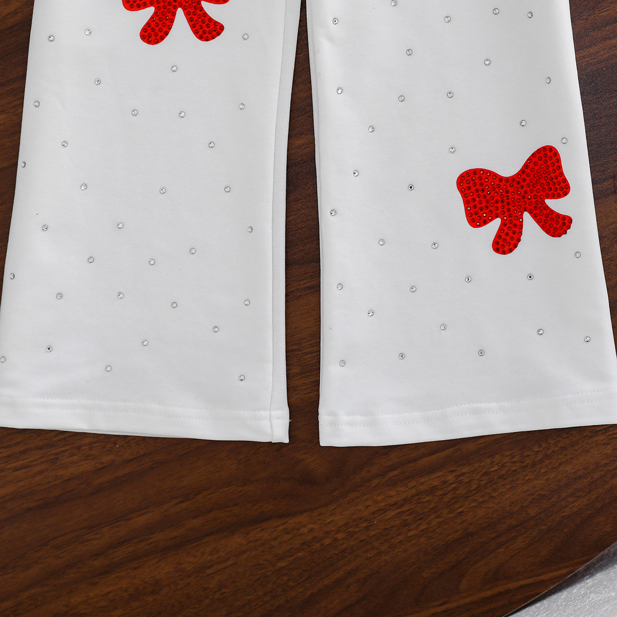 Crossover especial para mujeres niños verano manga corta corazón estampado brillante mampostería camiseta + pantalón niña traje coreano pic 7