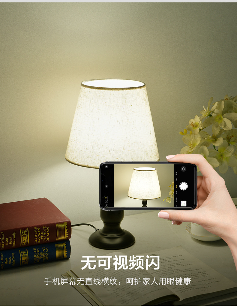 Grand View Garden American retro table lamp, bedside lamp, simple living room table, high-end atmosphere light, night light 542L pic 8