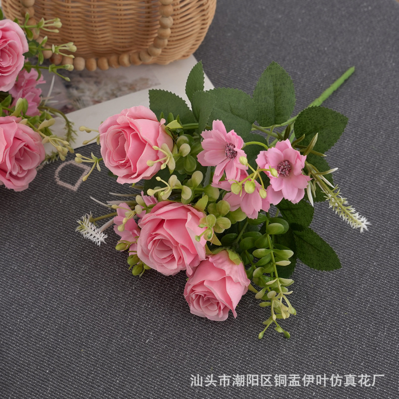 北欧仿真小玫瑰牡丹人造花家居装饰婚庆花墙洋甘菊花束详情7