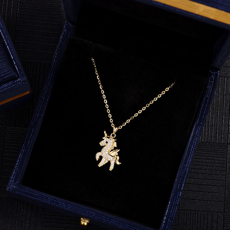 Zhuoheng Select Pure Silver Jewelry - Deer with You 925 Silver Necklace, Starry Sky Unicorn Pendant Necklace, Unrestrained Imagination pic 4