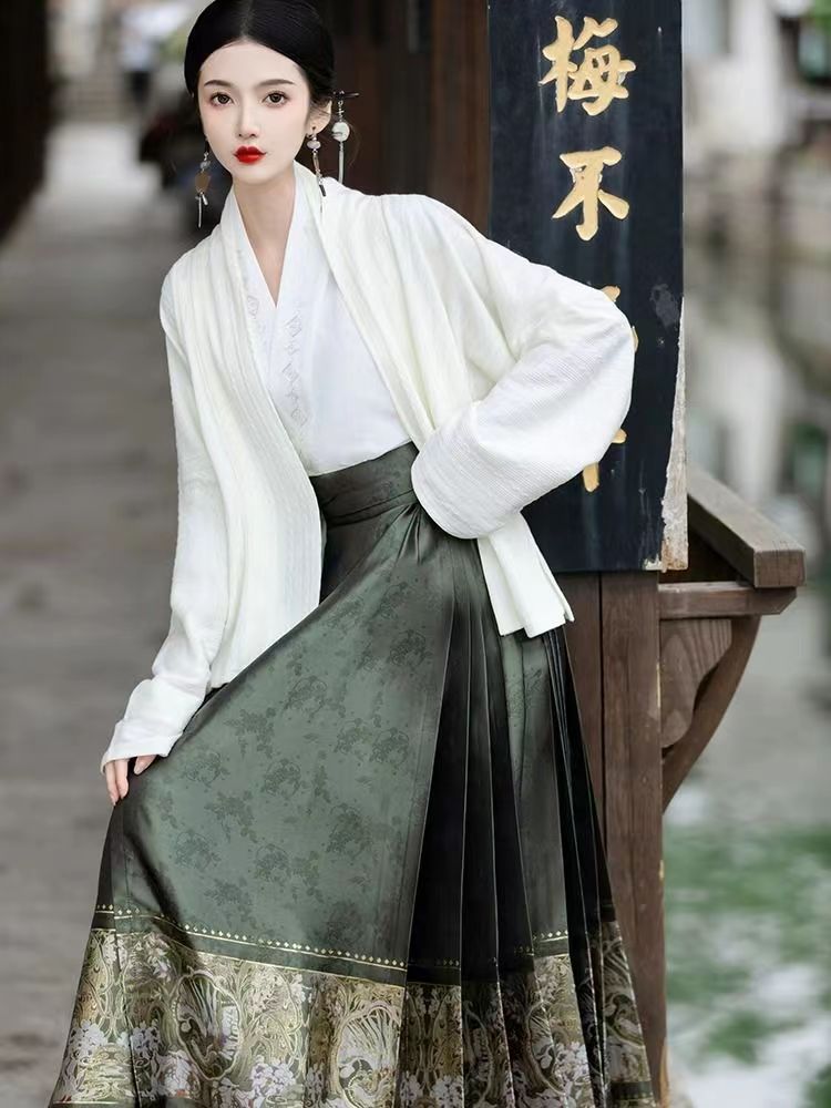 国潮新中式国风{天女下凡}马面裙套装宋制汉服女装成人日常半身裙日常详情2