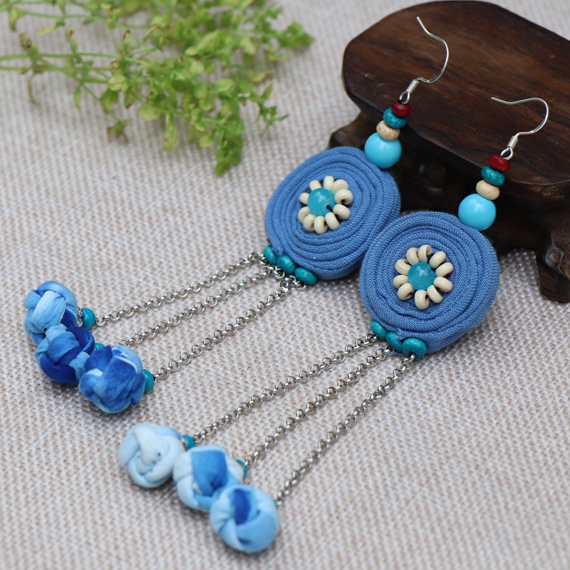 民族特色布艺扎染耳环时尚民族风女大理丽江舞台舞蹈饰品配饰批发详情24