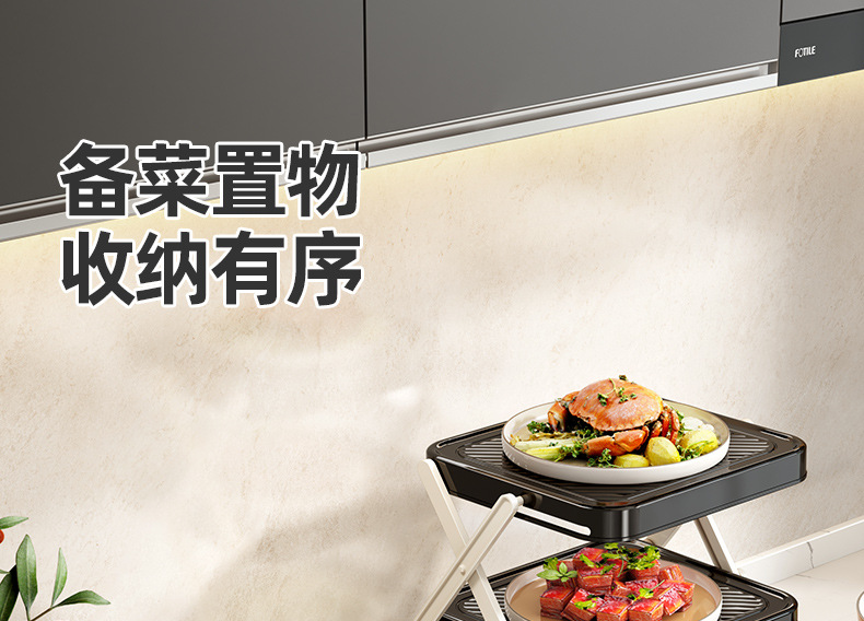 Kitchen food preparation rack, foldable multi-layer countertop, multi-functional storage tool, hot pot ingredient rack pic 1