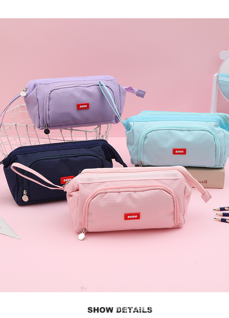 日系简约超大容量初高中生男孩女孩ins高颜值笔袋学生铅笔盒耐脏详情12