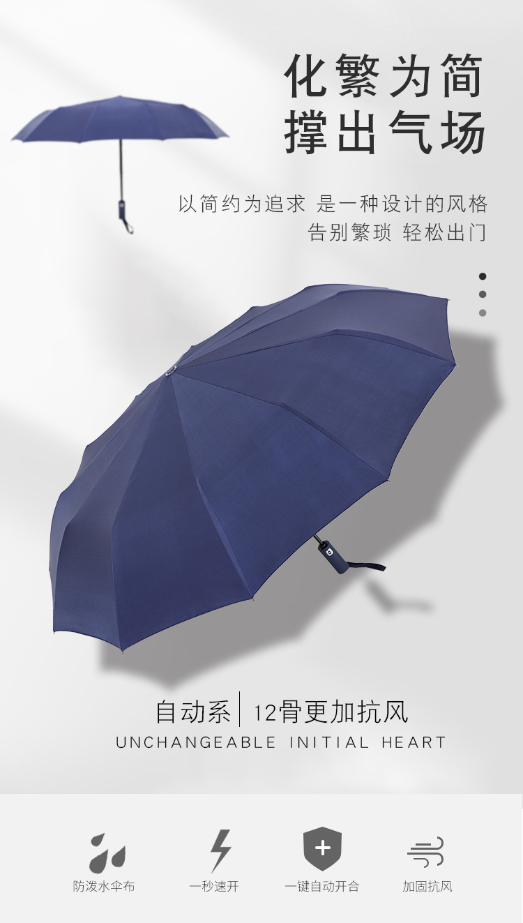 全自动折叠伞双骨加大码商务礼品广告伞批发可印LOGO雨伞详情1
