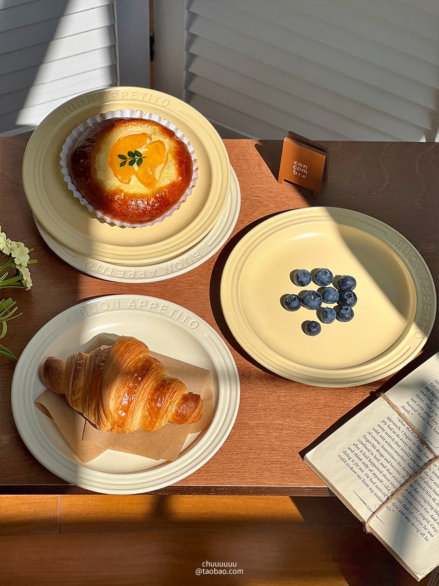 ins风浮雕字母盘奶油风奶呼呼西餐意面牛排甜品蛋糕盘质感颜值好详情3