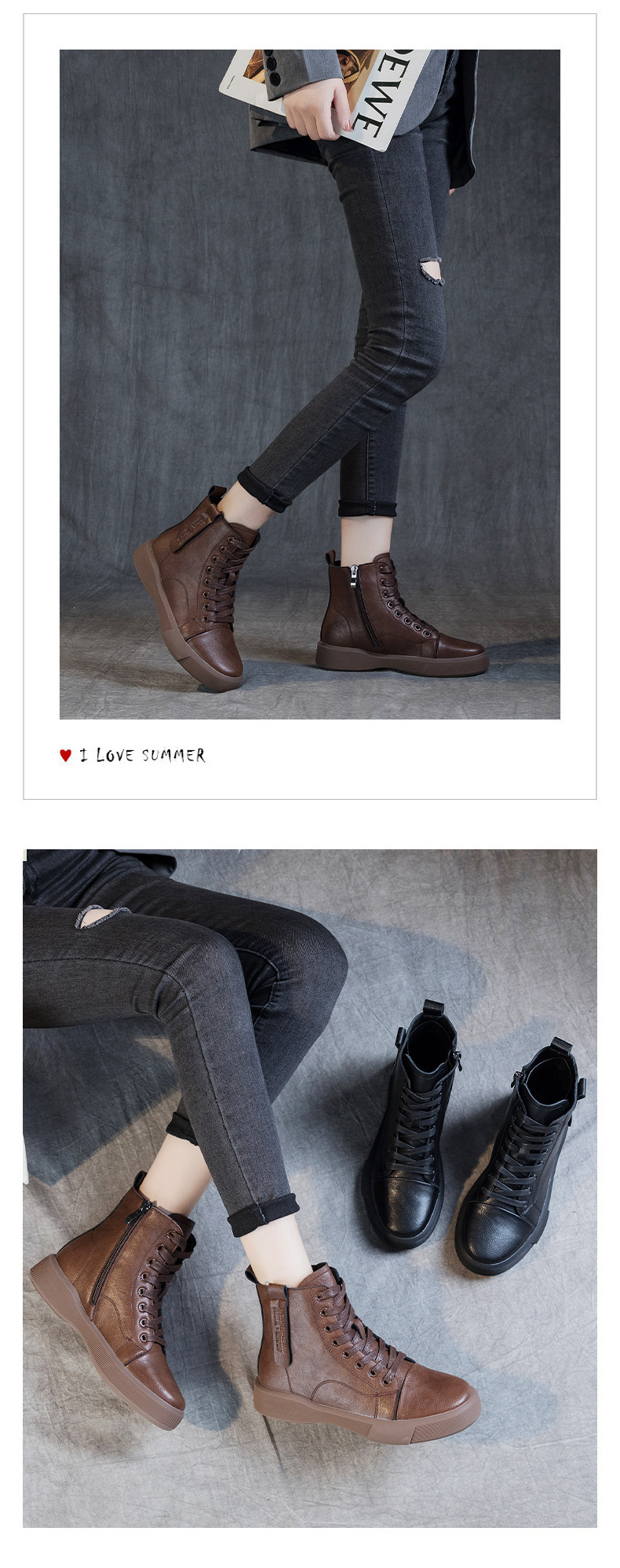 百搭秋冬马丁靴女厚底真皮加绒短靴子黑色瘦瘦骑士靴2025新款女鞋详情21