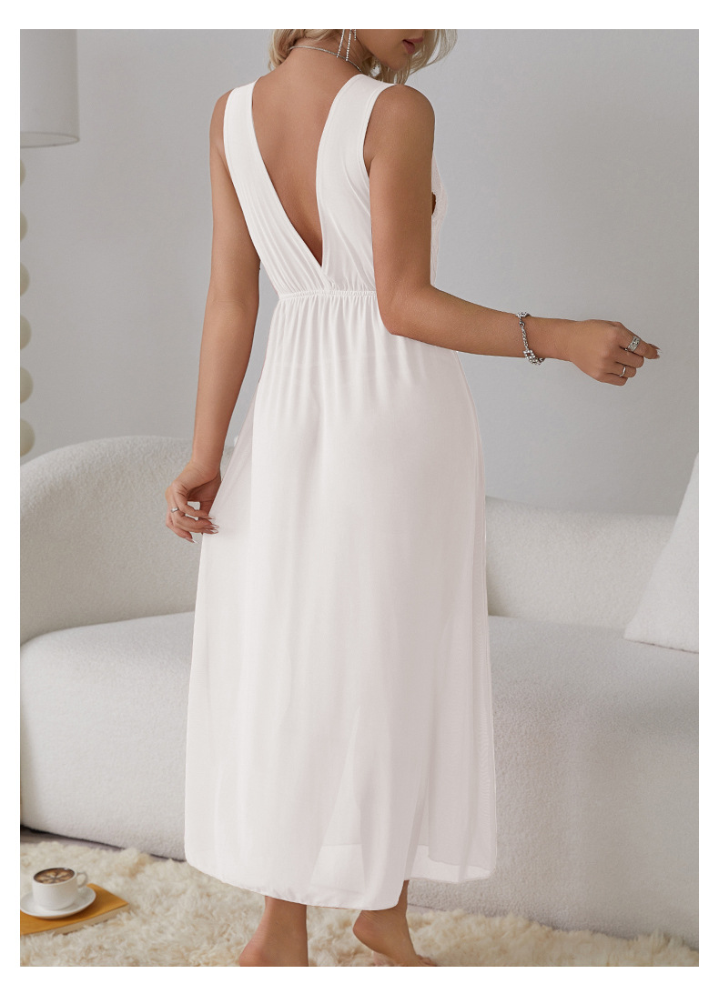 Feiyun Sexy Pajamas Long Fairy Hot Sleeping Dress Sweet Home Wear Set 419 pic 9