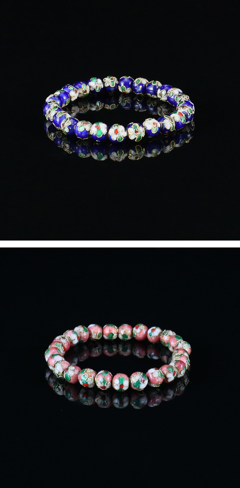 Beijing Cloisonne classical ethnic style jewelry, cloisonne enamel filigree silver blue round bead bracelet pic 16
