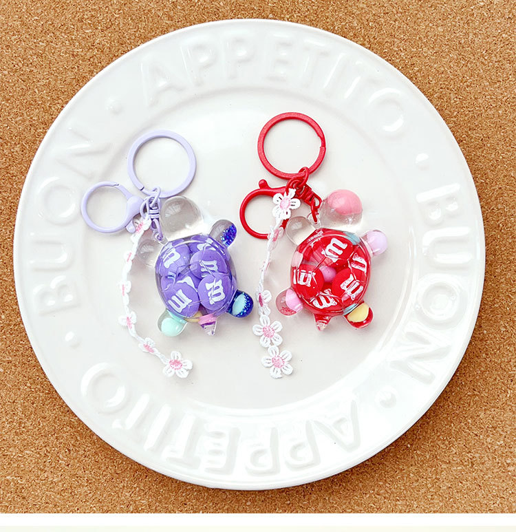 创意液体亚克力入油小乌龟钥匙扣流沙对对碰吊饰精致情侣包包挂饰详情6