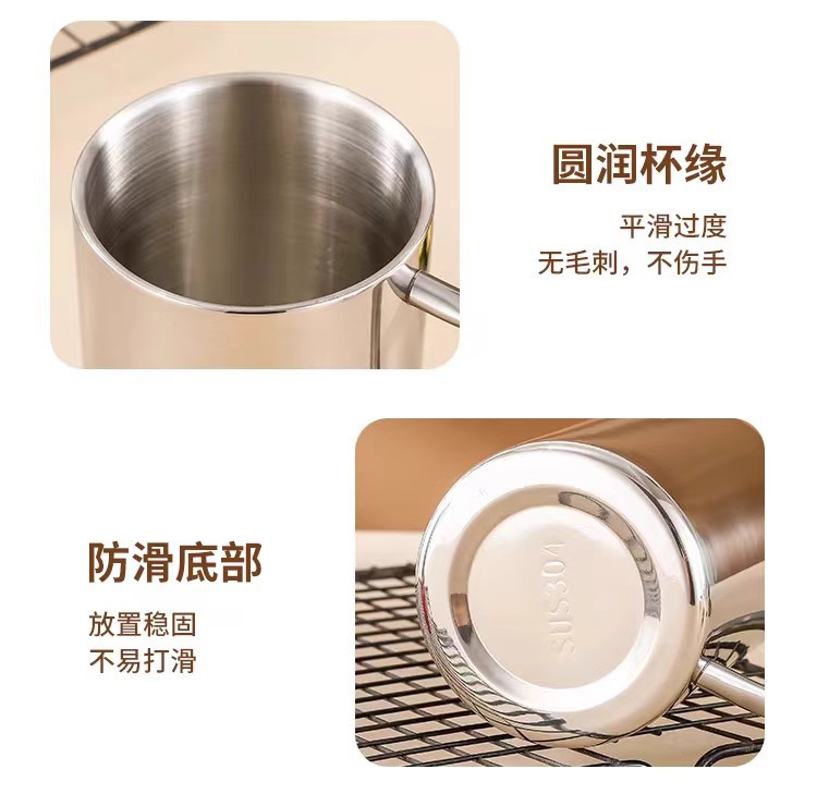 双层防烫马克杯带把手304不锈钢水杯幼儿园带盖儿童杯子可印logo详情26