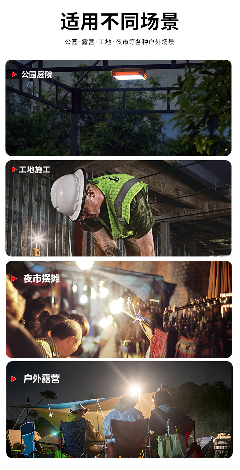 New LED mini floodlight, solar portable lamp, USB charging, outdoor camping and stall emergency lighting pic 15