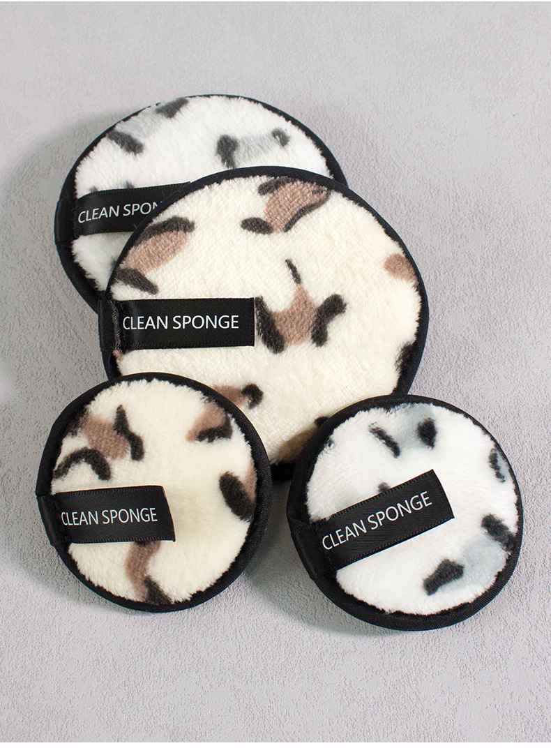 厂家植绒豹纹洗脸卸妆棉洁面粉扑海绵化妆扑美妆卸妆粉扑工具详情7