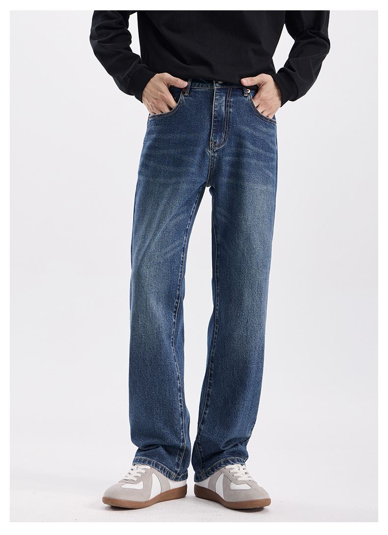 春秋新款美式复弹力古牛仔裤男时尚潮流复古宽松直筒百搭休闲长裤详情10