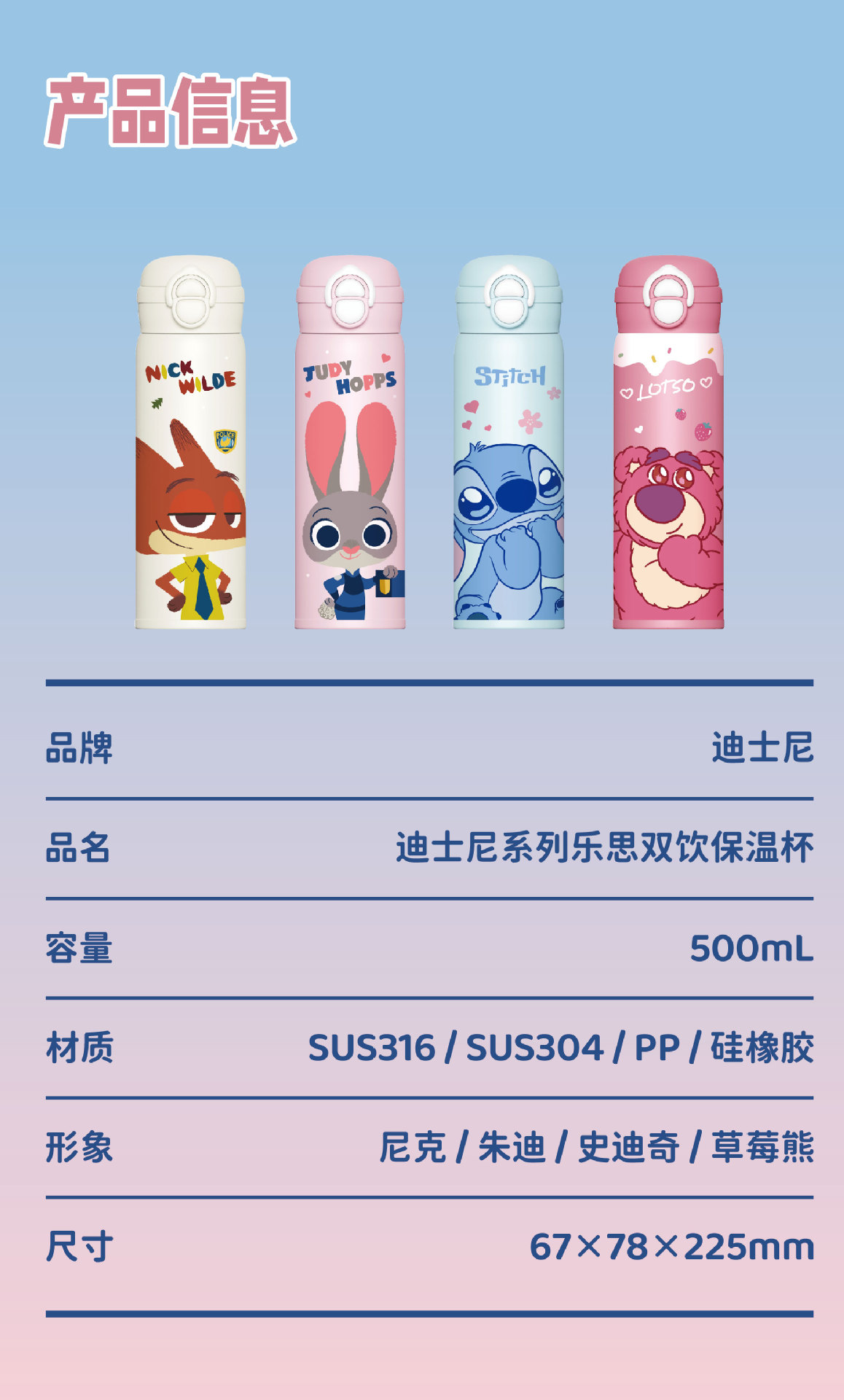 Disney Strawberry Bear Teddy Insulated Cup, Double-drinking Straw Cup, Judnick Portable water Cup for children's school pic 19