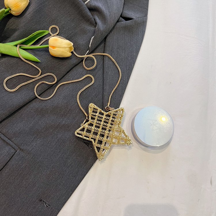 跨境2024夏新款小香风镂空金属星星包晚宴包单肩斜挎气质链条女包详情153