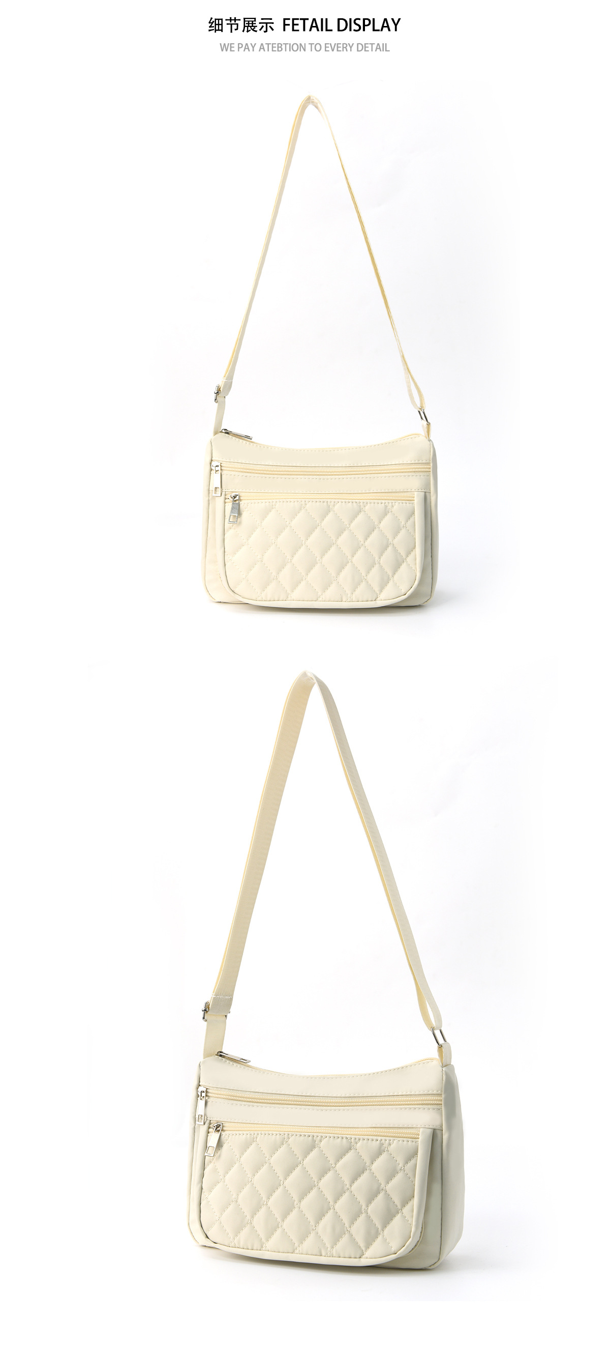 跨境女士斜挎包高颜值休闲单肩背包菱形格绣线包便携式大容量挎包详情4