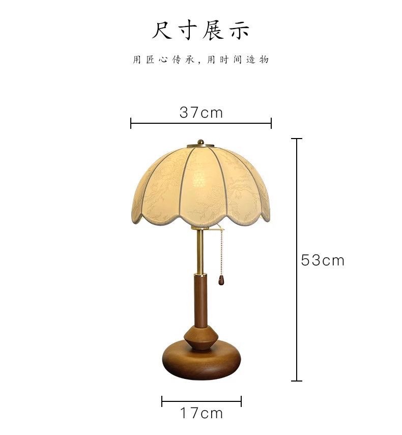 Chinese-style solid wood printed fabric table lamp, decorative table lamp for living room, bedroom and bedside, eye-protecting lamp for homestay, hotel and study pic 9