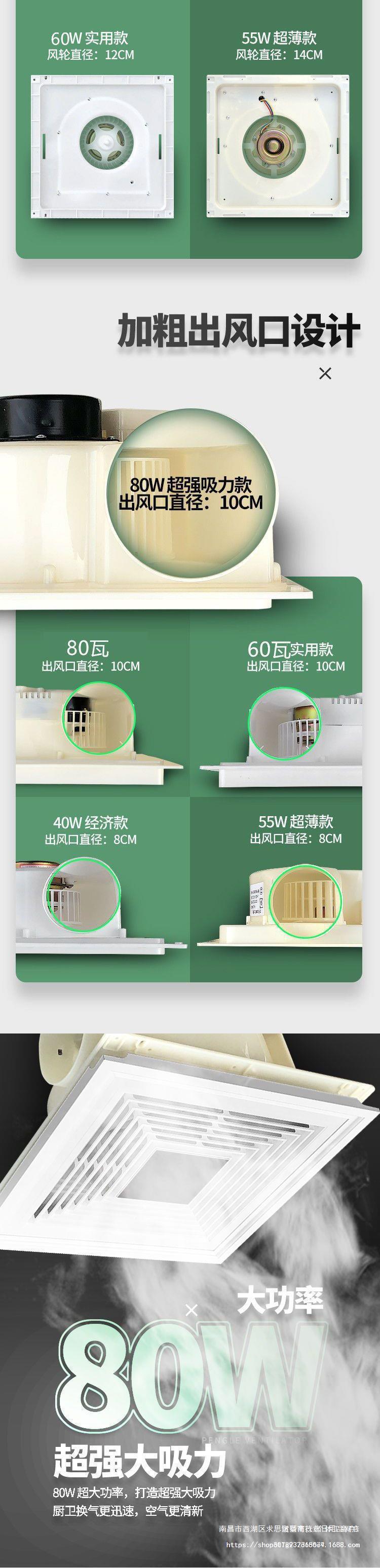 集成吊顶换气扇300300卫生间排风扇静音厨房吸顶排气扇3030详情3