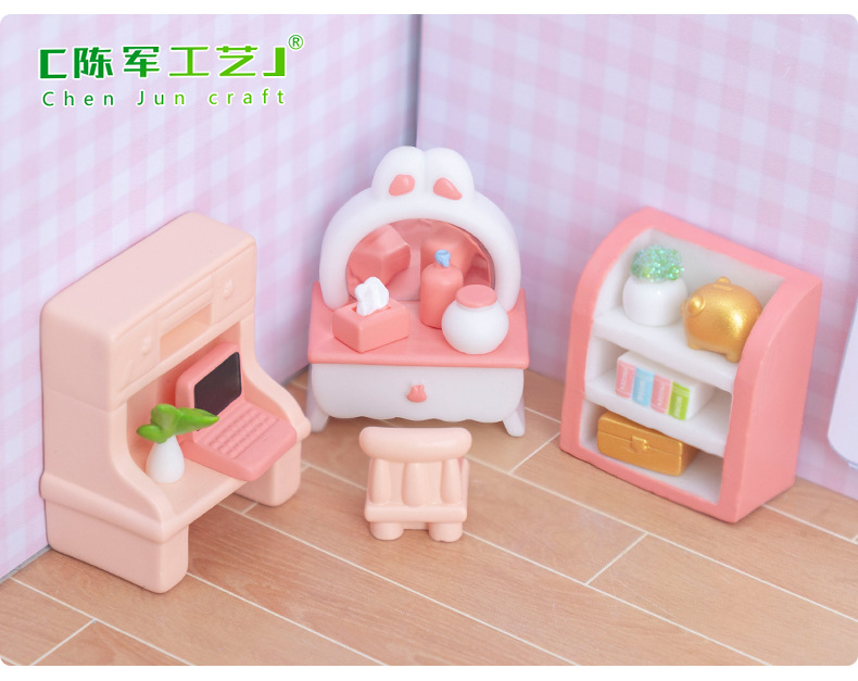 微景观创意粉色少女心卧室装饰品配件 娃屋diy微缩家具模型小摆件详情41