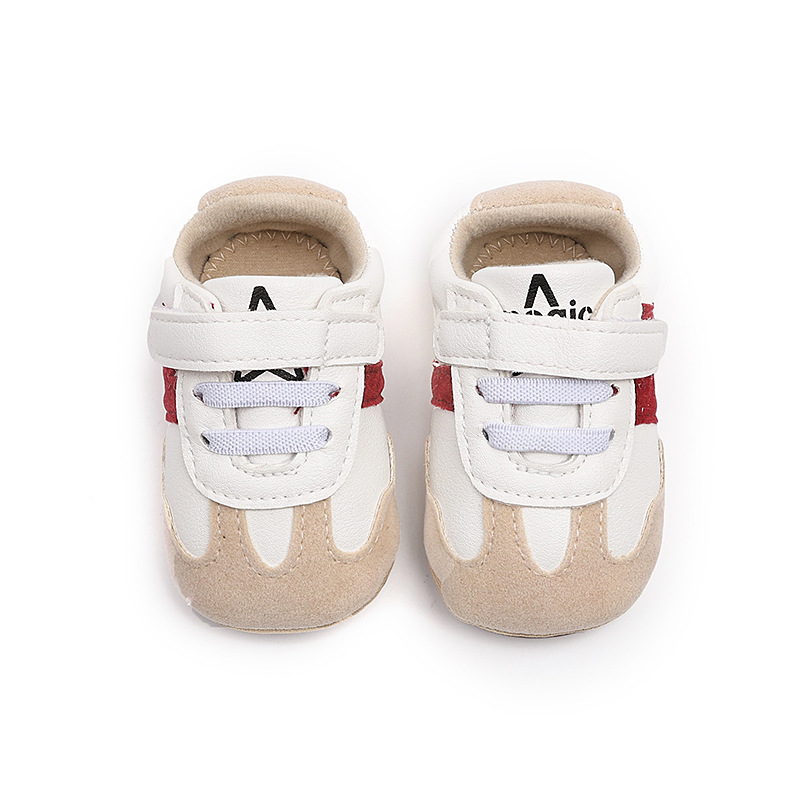 0-1岁宝宝防滑6-9-12个月男女婴儿软底防滑学步鞋运动拼色小白鞋详情6