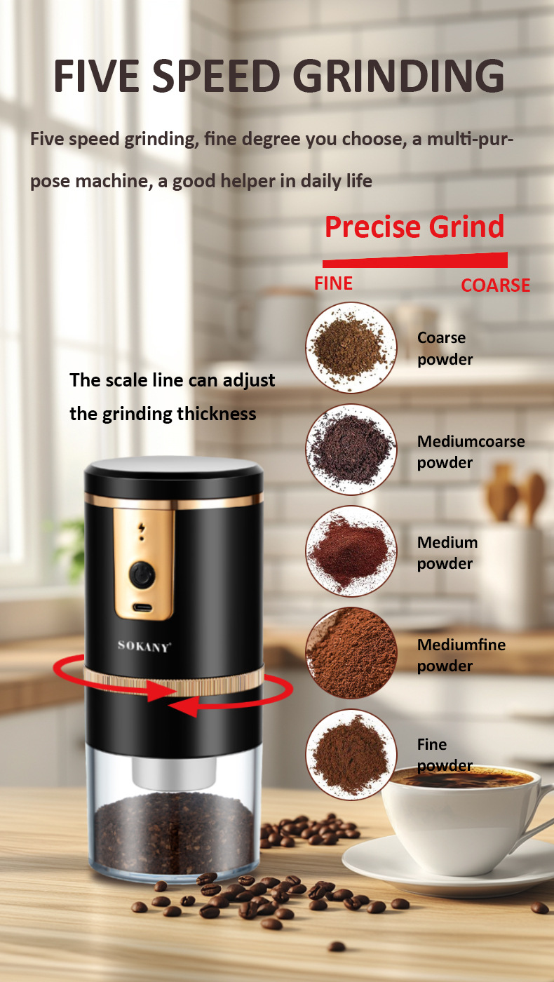 Export SOKANY04026 coffee grinder, household coffee grinder, stirring and crushing machine, adjustable grinding powder coarseness pic 6