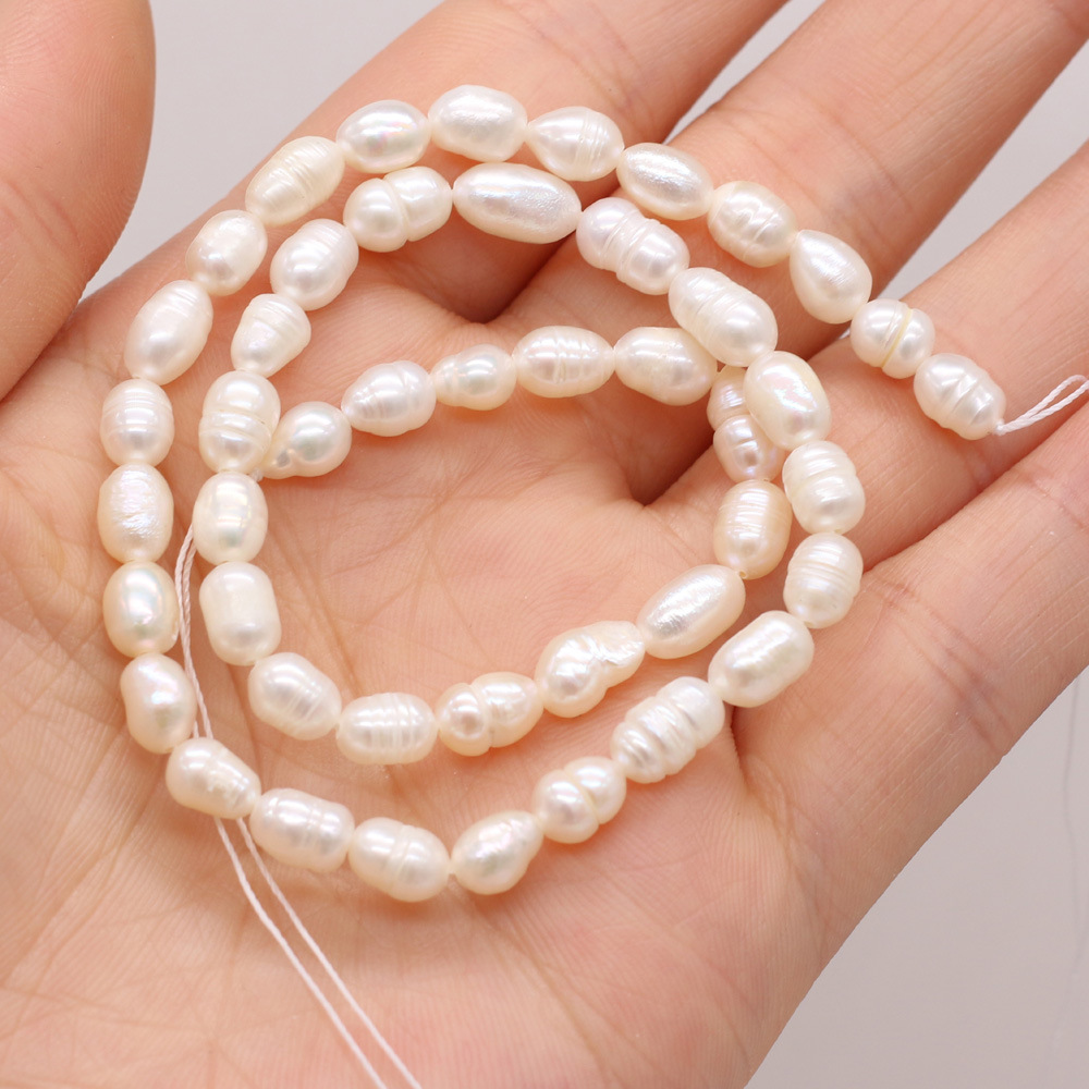Natural freshwater rice-shaped A pearl white DIY jewelry accessories, handcrafted jewelry necklaces, semi-finished product production and wholesale pic 5