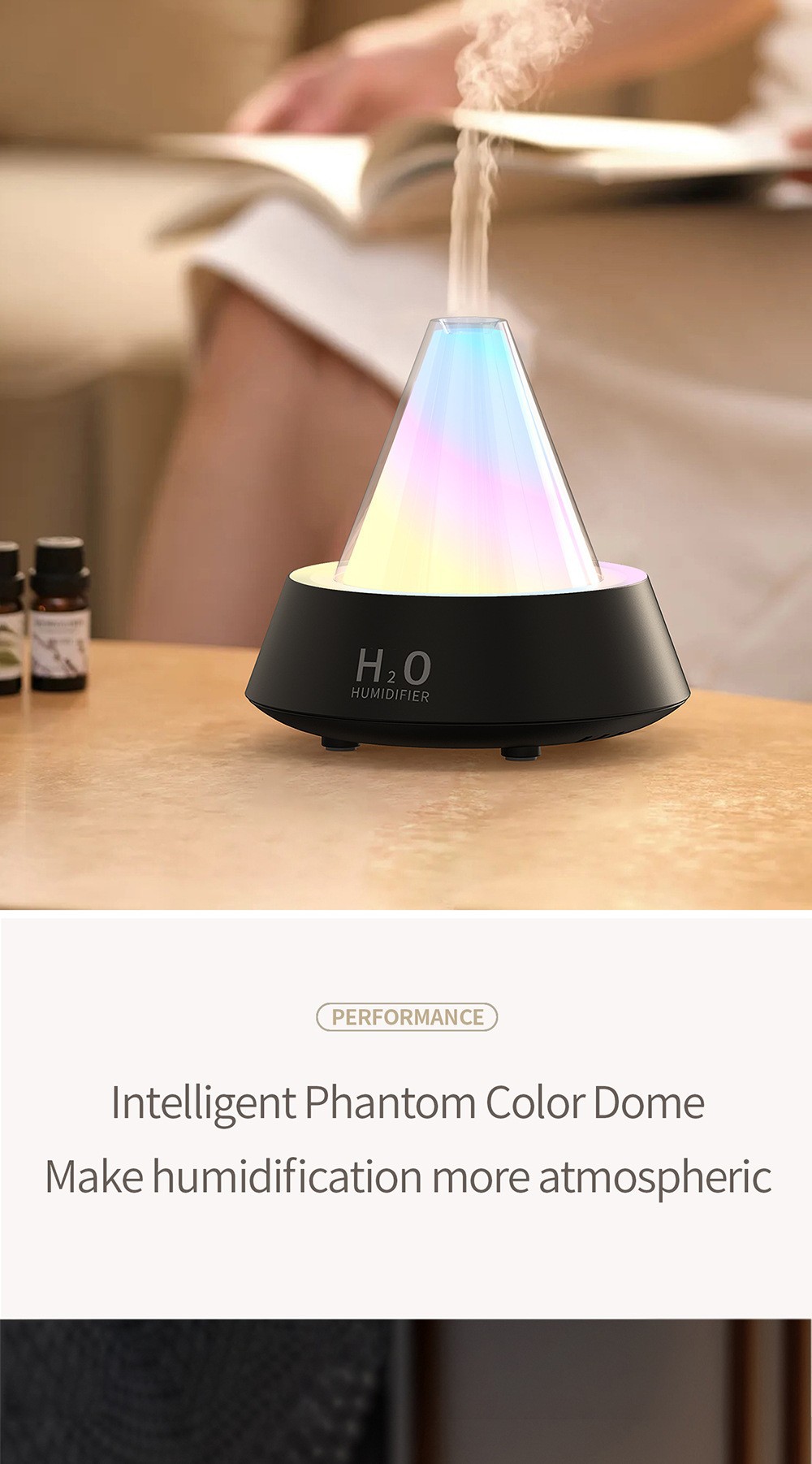 Cross-border Amazon simulation Seven-color glow aroma diffuser, home desktop, bedroom ultrasonic silent humidifier, household appliances pic 8