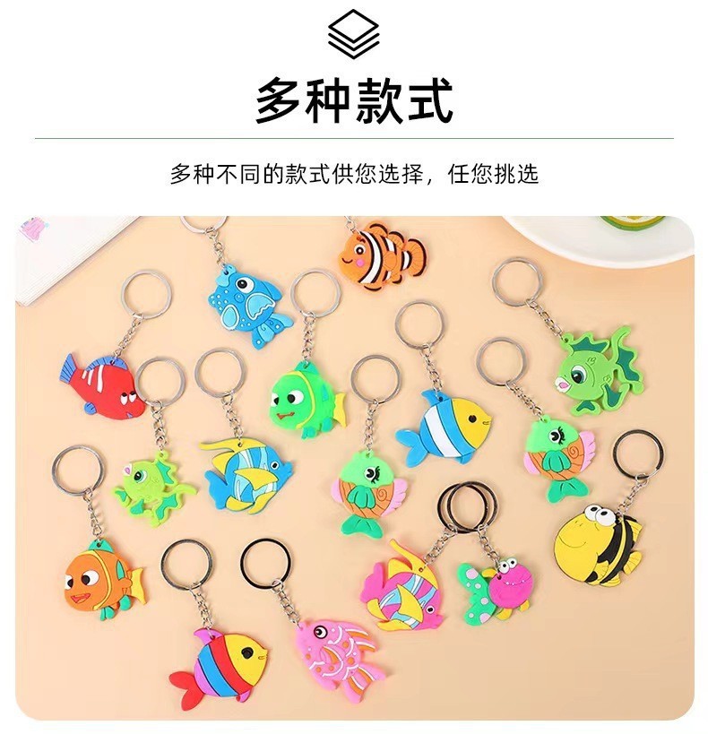 跨境亚马逊新款卡通海洋世界钥匙扣PVC软胶海洋鱼类钥匙扣小礼品详情2