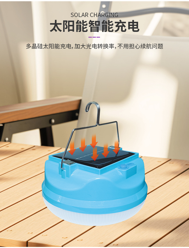 Cross-border new led solar emergency lights, household night market wireless bulb lights, outdoor waterproof tent camping lights pic 7