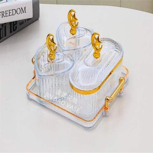 轻奢高颜值玻璃果盘商用水果拼盘家用创意分格干果盒小吃零食盘详情21