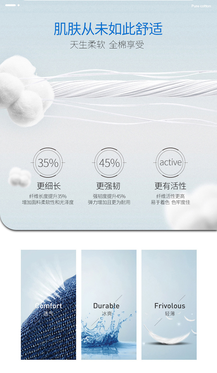 春夏款蓝色薄款直筒牛仔裤男士修身小脚弹力休闲潮流浅色长裤穿搭详情4