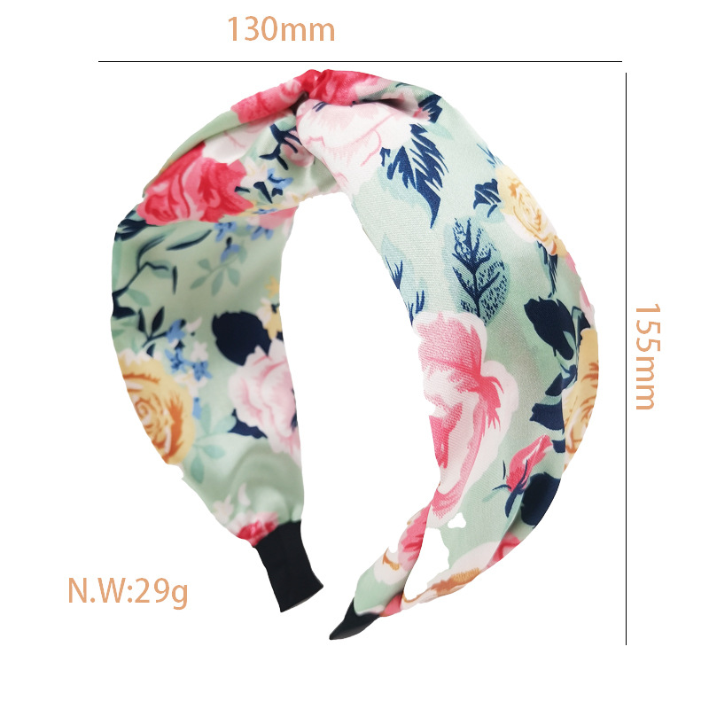 Exclusive Qiwei Accessories, exclusive Qiwei Accessories, new cross-border headwear and hair accessories from Europe and America, elegant fabric, knotted, floral print, wide-brimmed hair band for women pic 10