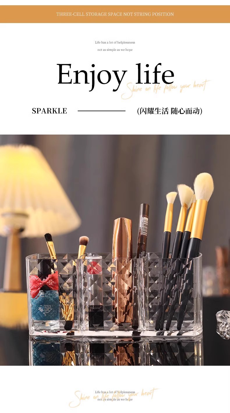 化妆刷收纳盒桌面梳妆台刷子筒大容量眉笔桶口红透明化妆品置物架详情10