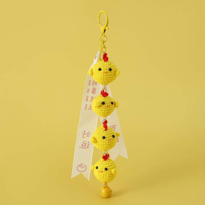 窗边手工铃铛挂件多头动物好运挂串车内装饰编织鲸鱼熊猫小鸡兔子详情6