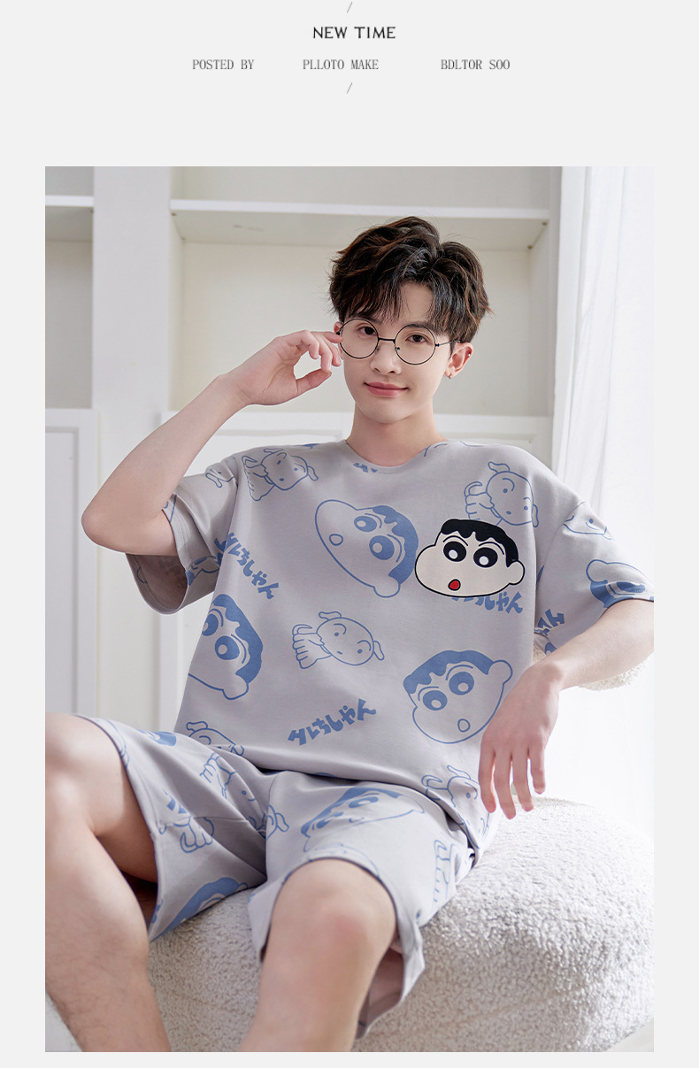 薄款200斤加大码睡衣男士款夏季短袖卡通青年夏天舒适家居服套装详情9