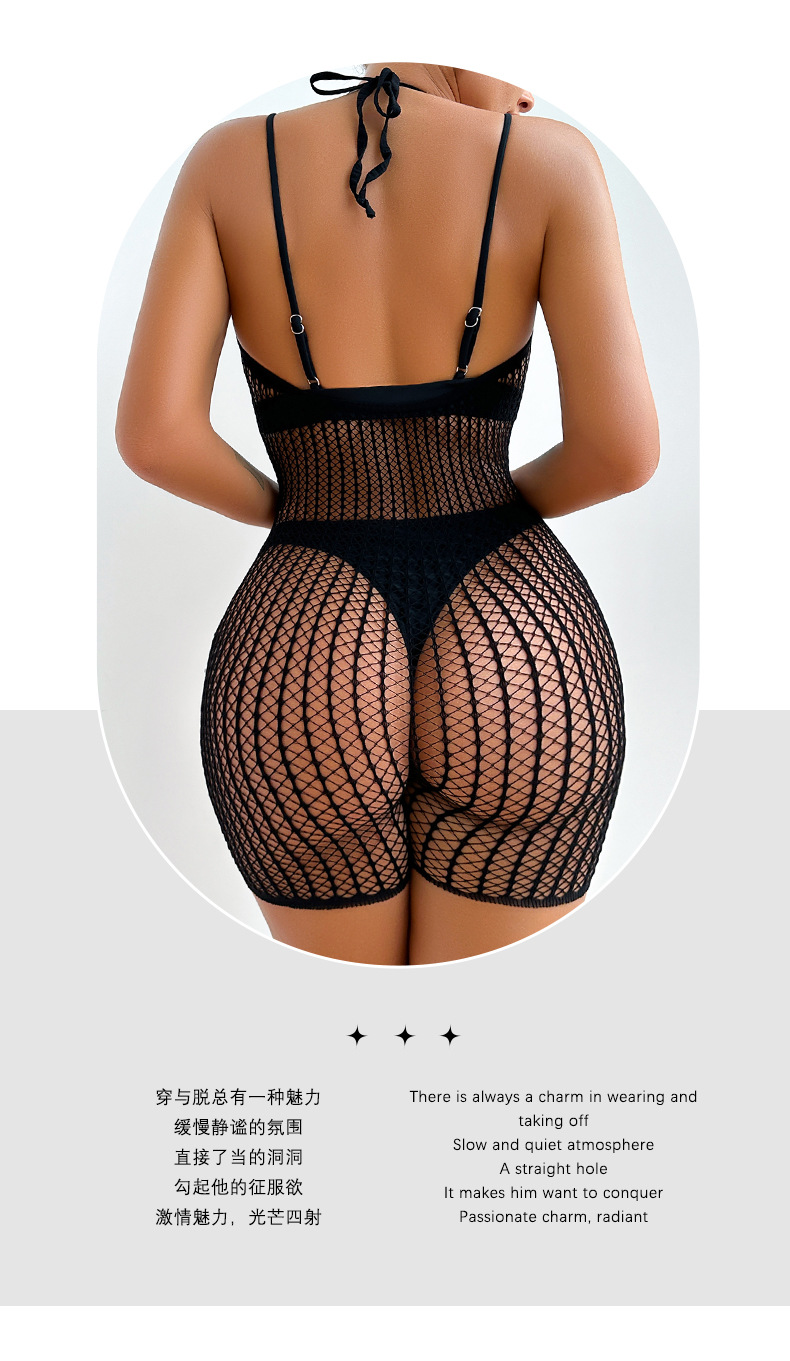 European and American large-sized Amazon bestseller hot diamond net garment one-piece adult lingerie, Starry Sky openwork see-through net garment 8116 pic 2