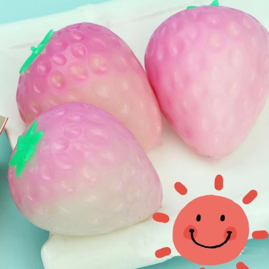 小红书同款遇光变色草莓捏捏乐解压玩具软胶仿真水果捏捏面粉球详情4