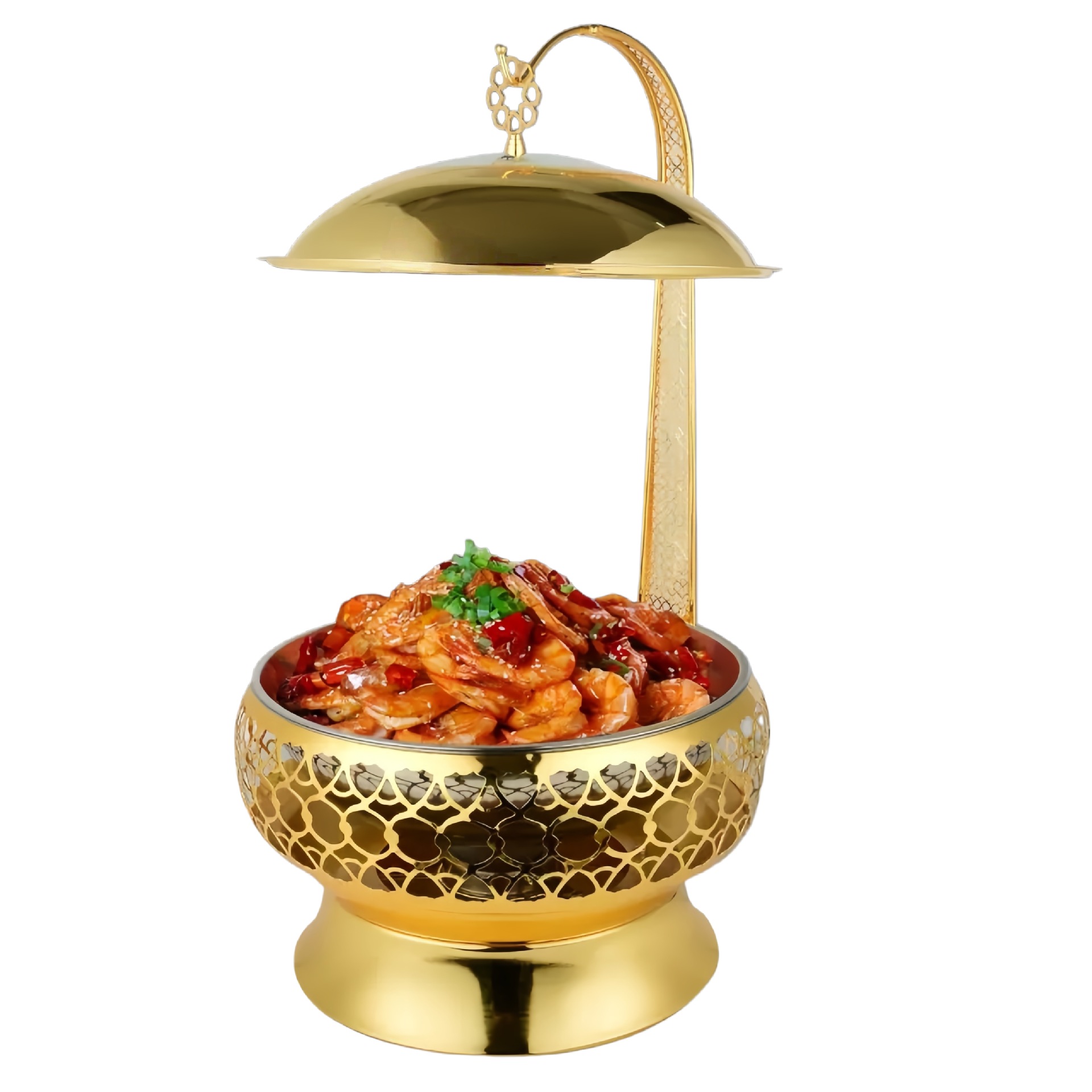 Hotel wedding banquet stainless steel insulated pot, golden buffet, alcohol heating food insulated with hanging lid pic 1