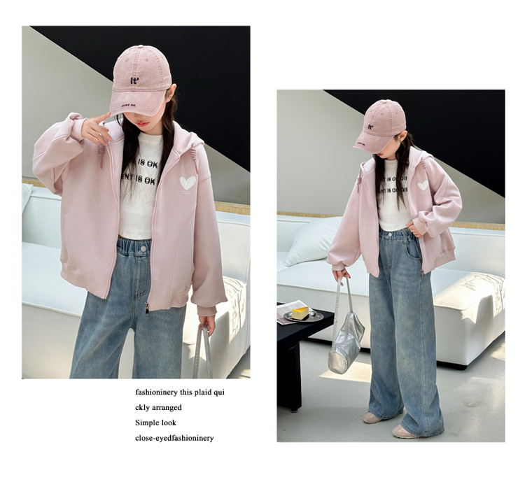 女童春秋款韩版休闲连帽卫衣外套中大童初中生洋气时尚儿童春装潮详情14