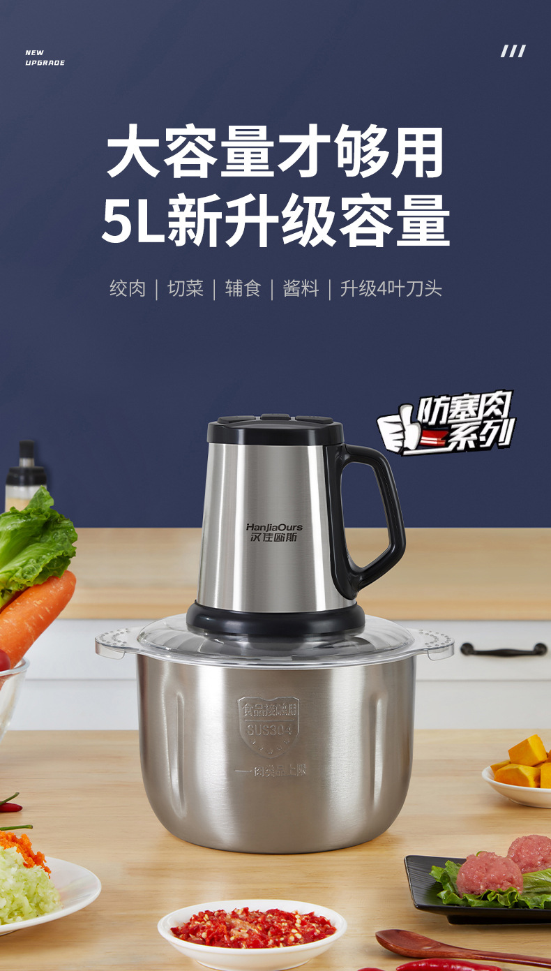 汉佳欧斯绞肉机商用全自动大功率绞肉机家用电动厨师机料理机详情2