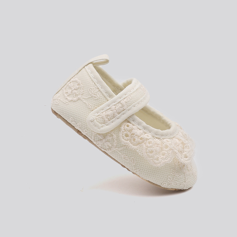 春秋婴儿宝宝蕾丝公主鞋0-1岁学步彩棉新生儿百天周岁布鞋不掉鞋详情5